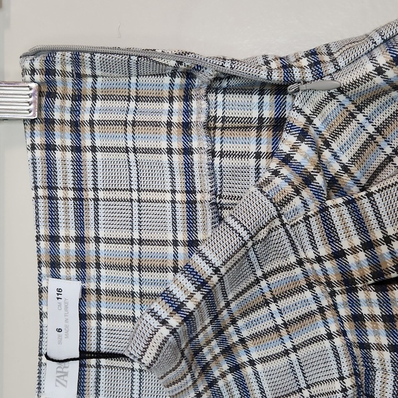 🔥FINAL💲⬇️Zara Girls Blue/Cream Pleated Plaid Knit Skirt, Size 6 ~ NWT - Picture 4 of 8